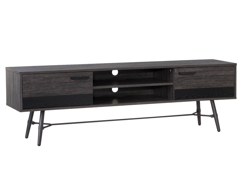 distressed carbon grey black duotone Mid Century Modern TV Stand for TVs up to 85" Aurora Collection product image by CorLiving