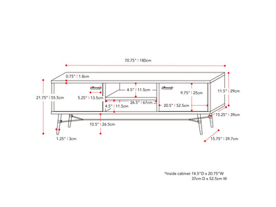 distressed light grey white duotone Mid Century Modern TV Stand for TVs up to 85" Aurora Collection measurements diagram by CorLiving#color_distressed-light-grey-white-duotone