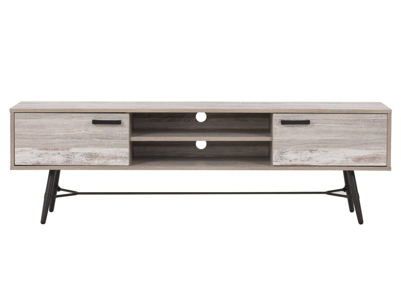 distressed light grey white duotone Mid Century Modern TV Stand for TVs up to 85" Aurora Collection product image by CorLiving