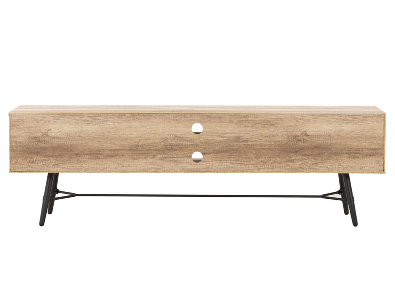 distressed warm beige white duotone Mid Century Modern TV Stand for TVs up to 85" Aurora Collection product image by CorLiving