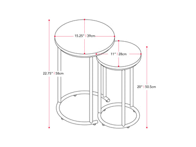 white marble Nesting Side Table Fort Worth Collection measurements diagram by CorLivingwhite marble Nesting Side Table Fort Worth Collection product image by CorLiving#color_fort-worth-white-marble