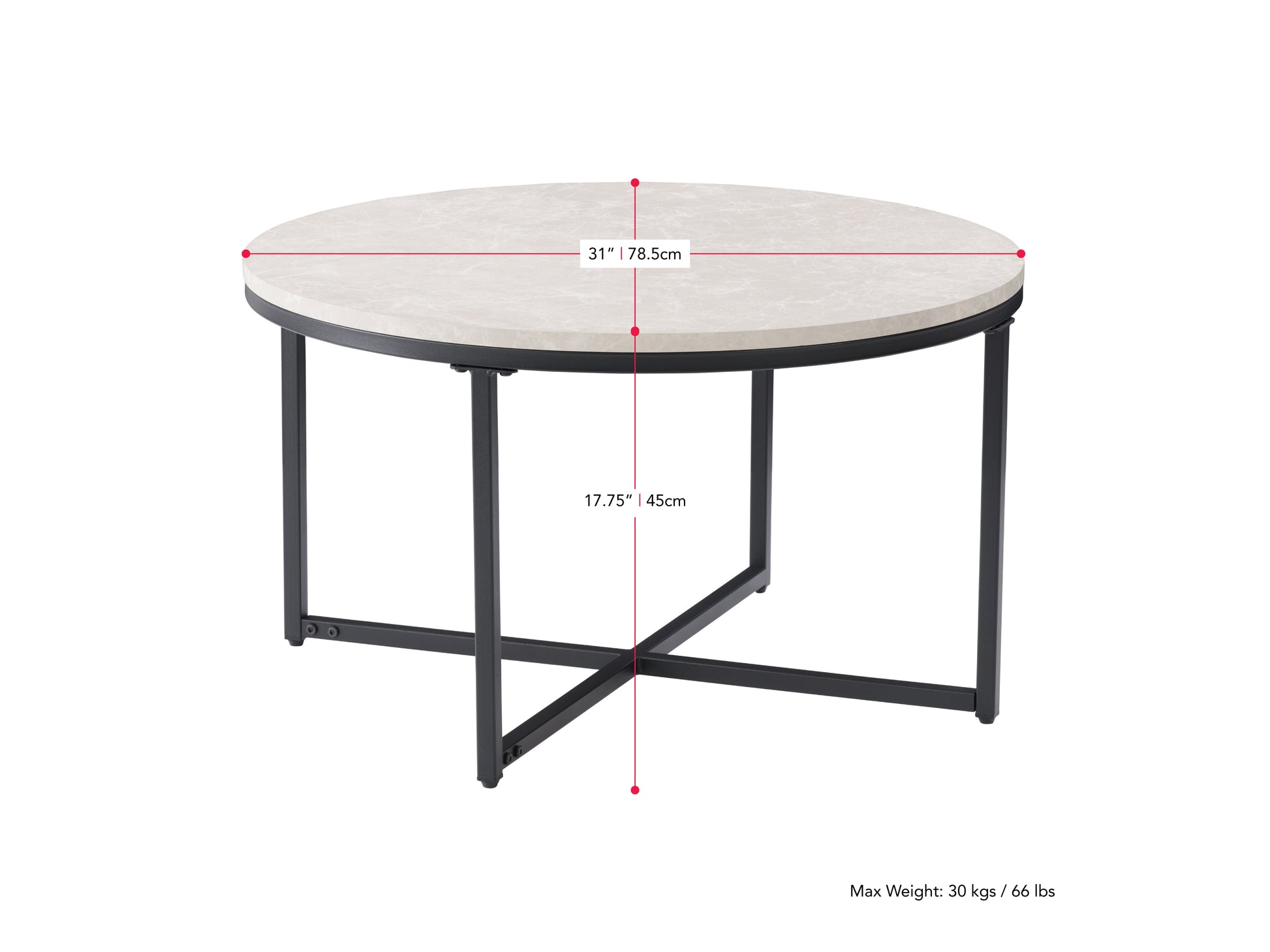Round wood coffee table with natural finish, sleek black metal legs, and a minimalist design perfect for modern living rooms.