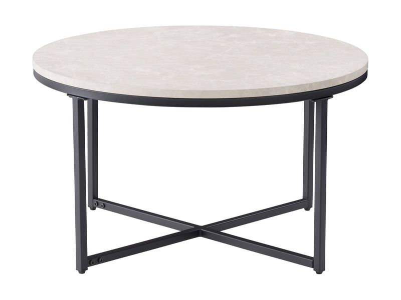 grey marble Wood Round Coffee Table Aria Collection product image by CorLiving