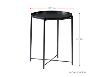 Black Metal Side Table Alana Collection measurements diagram by CorLiving#color_black