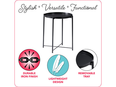 Black Metal Side Table Alana Collection infographic by CorLiving#color_black