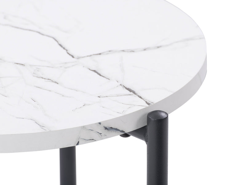 white marble White Round Side Table Arlo Collection detail image by CorLiving