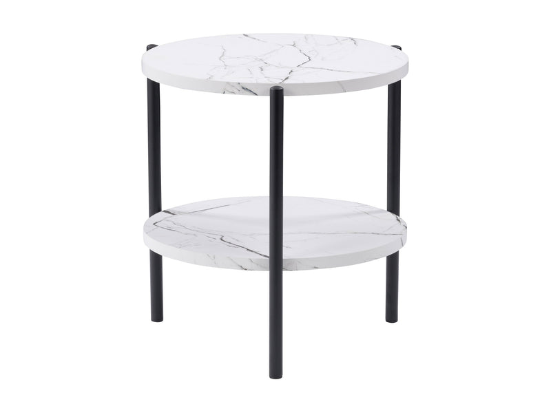 white marble White Round Side Table Arlo Collection product image by CorLiving