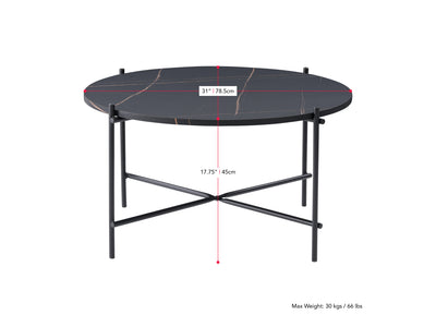 Black Round Coffee Table Adria Collection measurements diagram by CorLiving#color_black