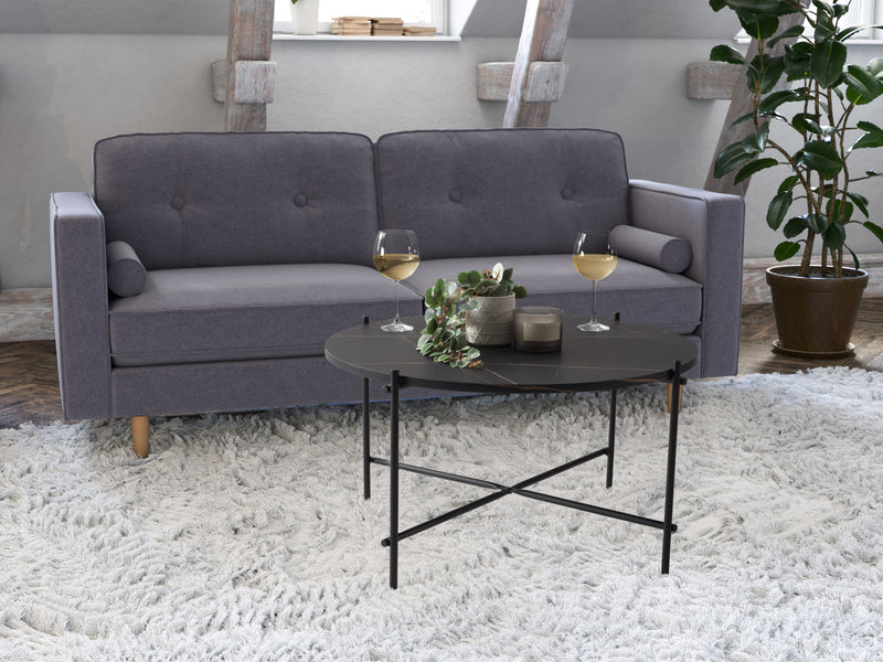 Black Round Coffee Table Adria Collection lifestyle scene by CorLiving