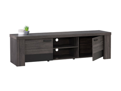distressed carbon grey black duotone Modern TV Stand with Doors for TVs up to 85" Joliet Collection product image by CorLiving#color_distressed-carbon-grey-black-duotone