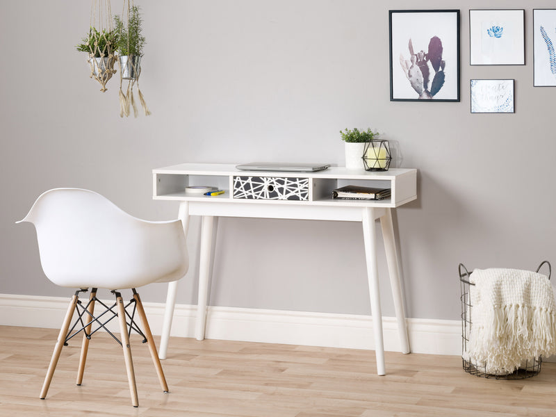 abstract pattern white Mid Century Modern Desk Acerra Collection lifestyle scene by CorLiving