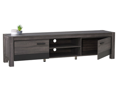 distressed carbon grey black duotone Modern TV Stand with Doors for TVs up to 95" Joliet Collection product image by CorLiving#color_distressed-carbon-grey-black-duotone