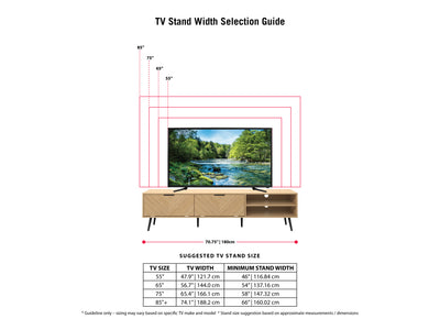 Light Wood TV Stand, TVs up to 85" Himari Collection infographic by CorLiving#color_himari-light-brown