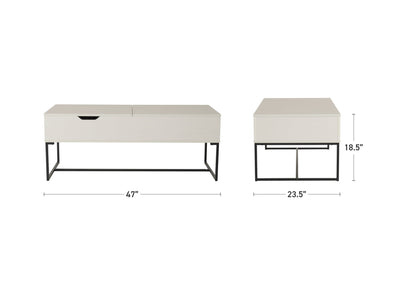 White Lift Top Coffee Table Hayden Collection measurements diagram by CorLiving#color_hayden-white-distressed-wood