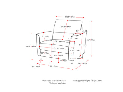 dark grey 2 Seater Loveseat and Chair Set, 2 piece Caroline Collection measurements diagram by CorLiving#color_dark-grey