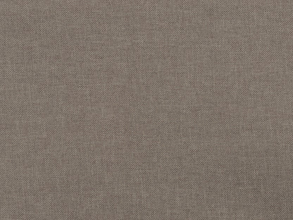 Gray fabric ottoman with tufted upholstery, wooden legs, and a square design, ideal for living room or bedroom decor.