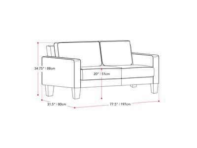 light grey 3 Seater Sofa Georgia Collection measurements diagram by CorLiving#color_georgia-light-grey