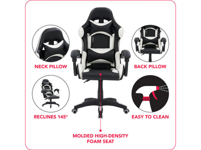 black and white Reclining Gaming Chair Ravagers Collection infographic by CorLiving#color_black-and-white