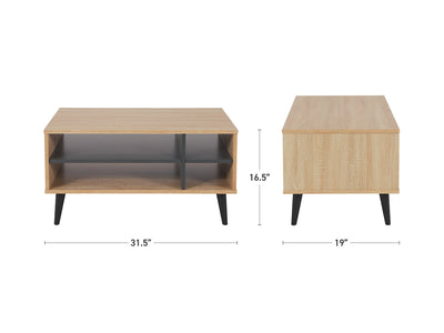 light wood and grey Rectangle Coffee Table with Storage Cole Collection measurements diagram by CorLiving#color_light-wood-and-grey