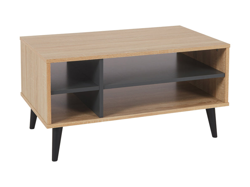 light wood and grey Rectangle Coffee Table with Storage Cole Collection product image by CorLiving