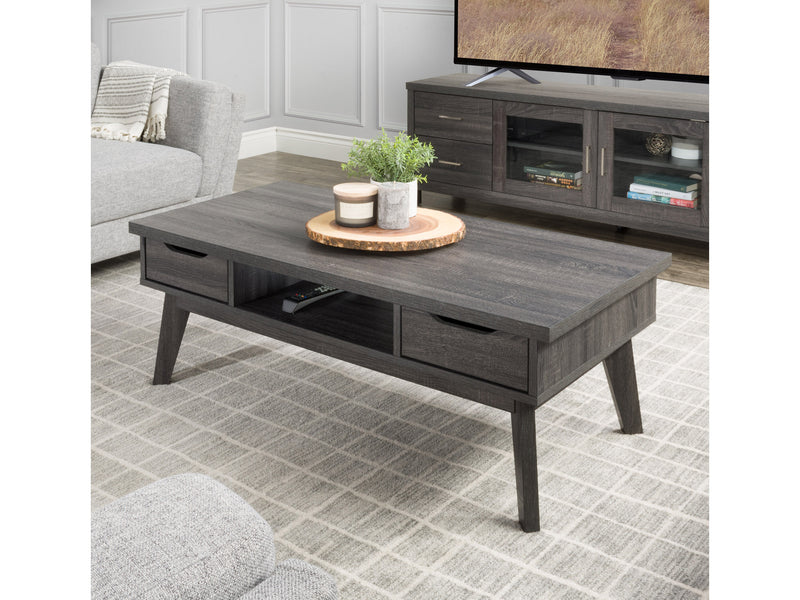 dark grey Mid Century Modern Coffee Table Hollywood Collection lifestyle scene by CorLiving