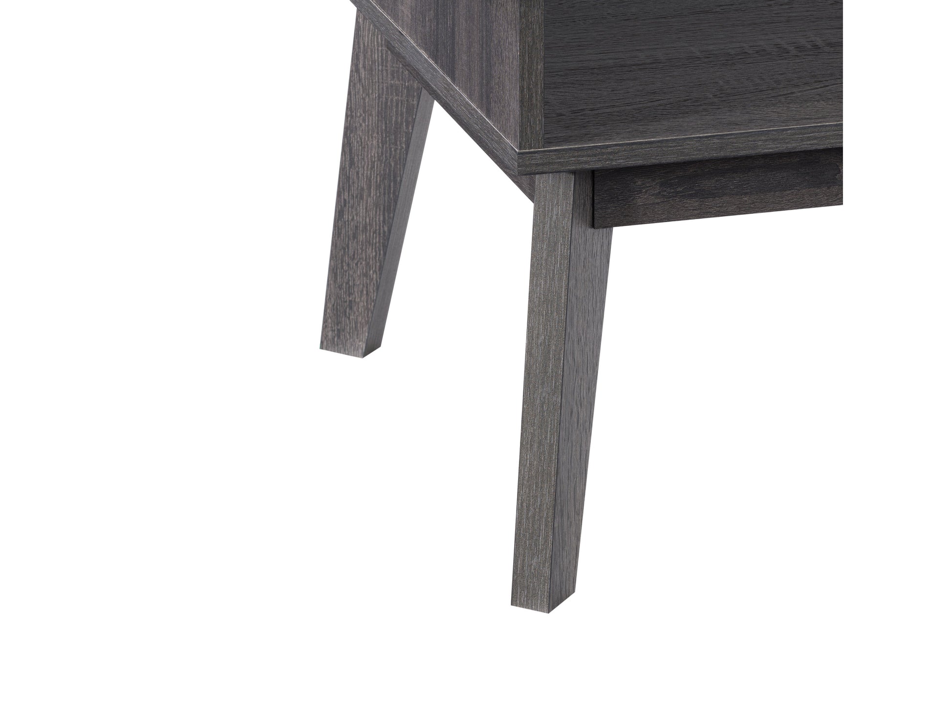 Mid-century modern side table with walnut finish, featuring a single drawer with brass knob, tapered legs, and sleek minimalist design perfect for living rooms or bedrooms.