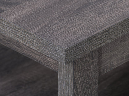 Mid-century modern coffee table with walnut wood finish, featuring a sleek rectangular top, tapered legs, and smooth edges. Ideal for living rooms, this stylish piece combines functionality with timeless design.