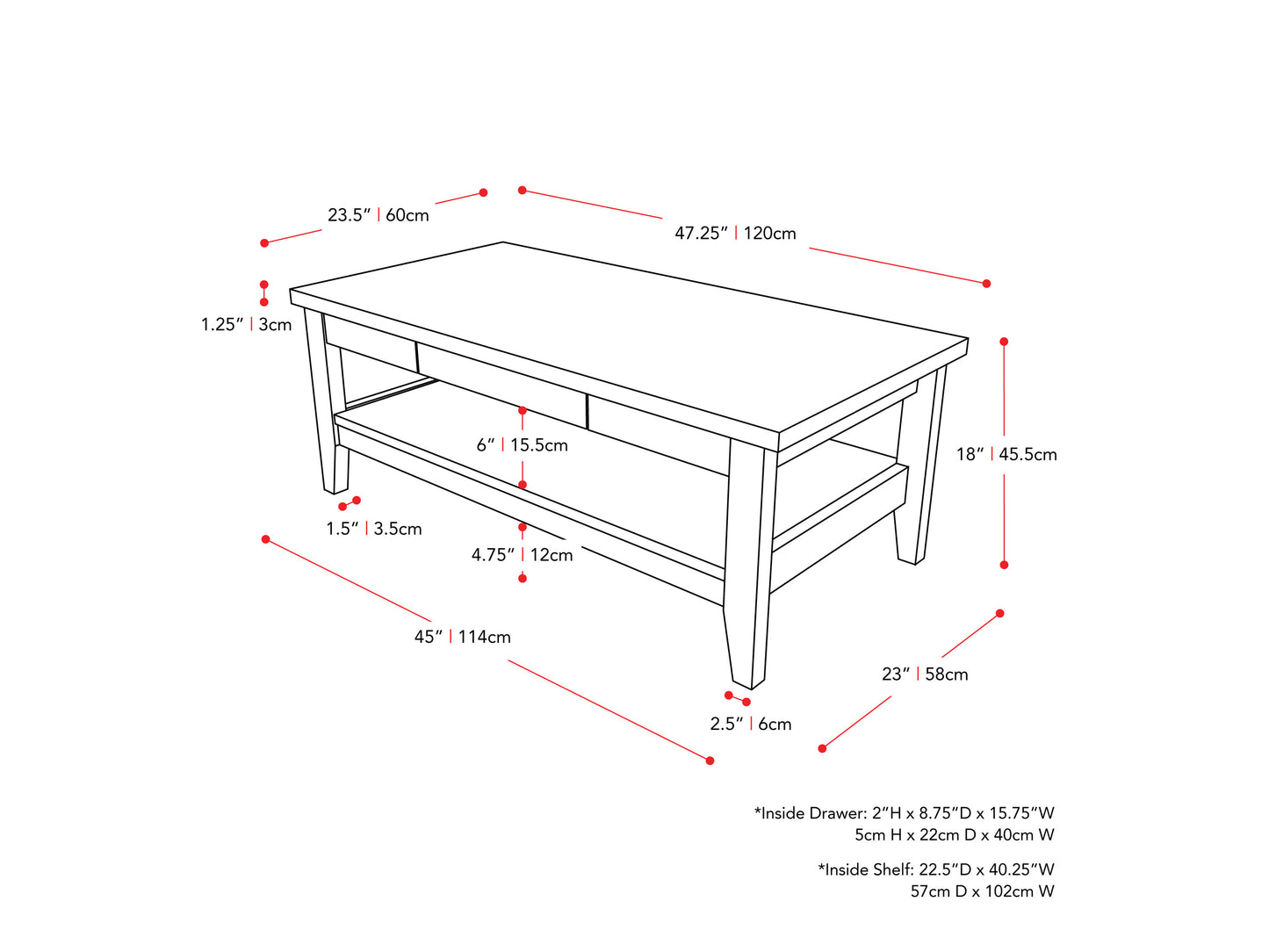 Mid-century modern coffee table with a walnut finish, featuring a sleek rectangular design, tapered legs, and a lower shelf for storage. Perfect for stylish living rooms and minimalist decor.