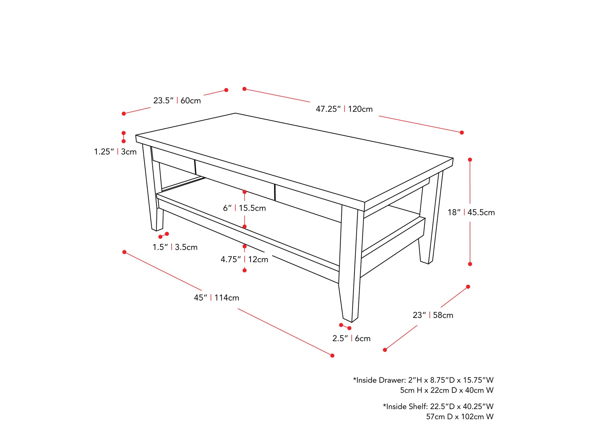 Mid-century modern coffee table with a walnut finish, featuring a sleek rectangular design, tapered legs, and a lower shelf for storage. Perfect for stylish living rooms and minimalist decor.