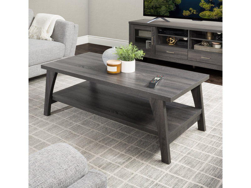 dark grey Two Tier Coffee Table Hollywood Collection lifestyle scene by CorLiving