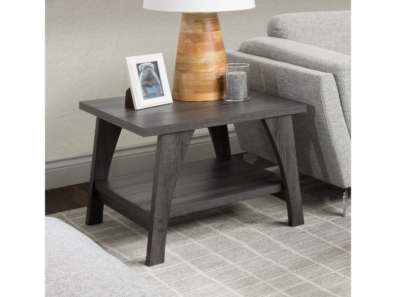 dark grey Square End Table Hollywood Collection lifestyle scene by CorLiving