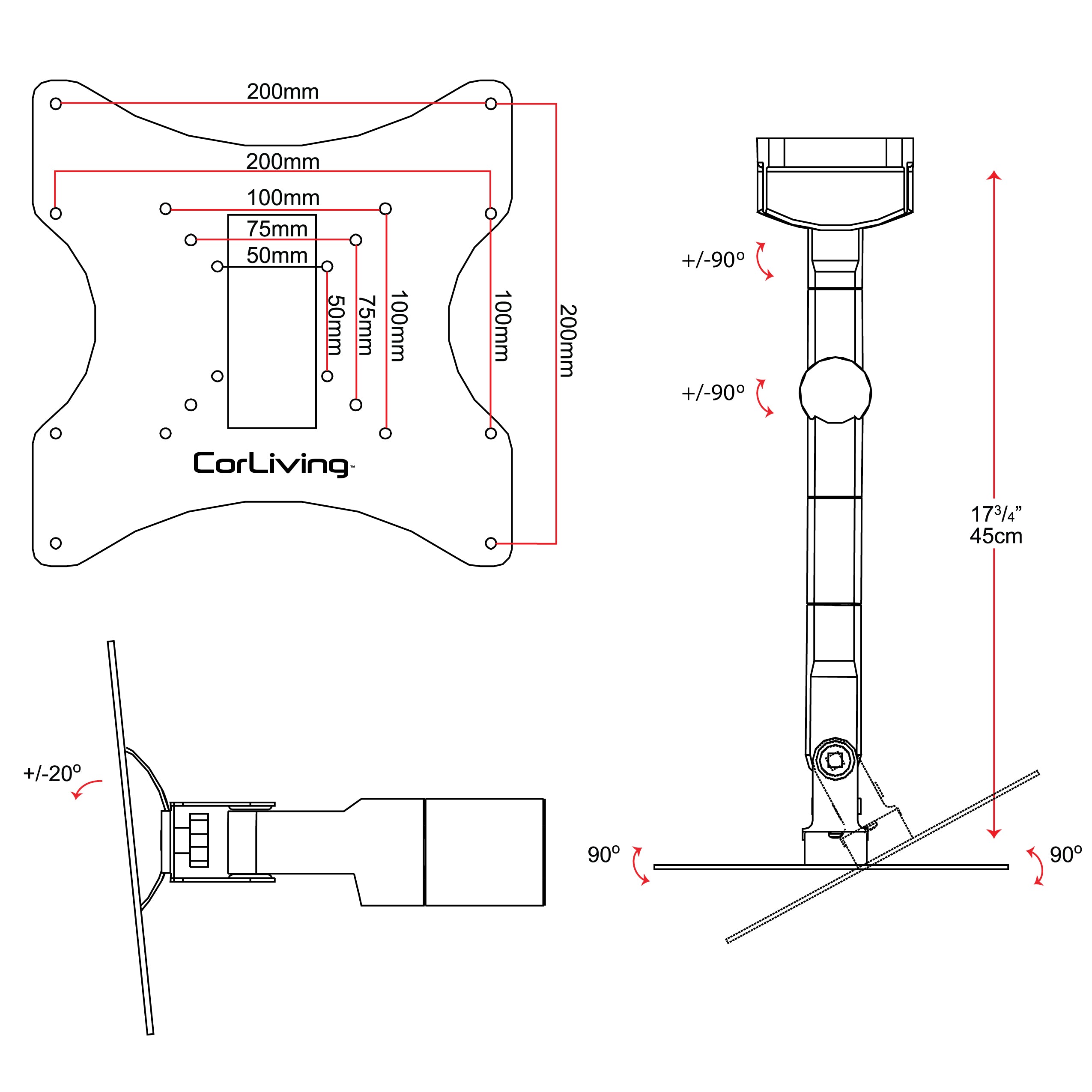 Full Motion TV Wall Mount for 18" - 32" TVs