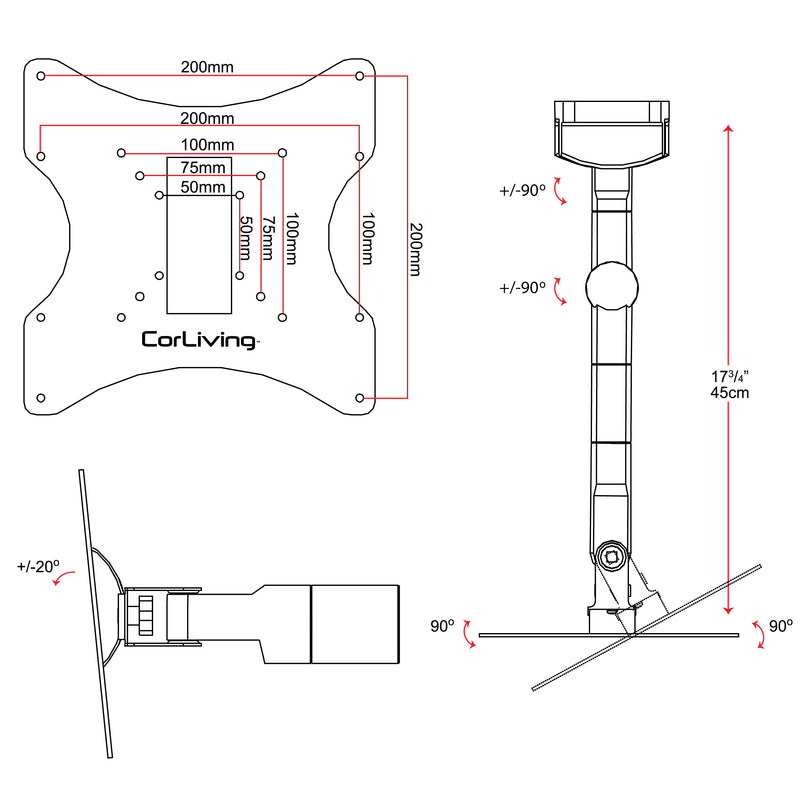 Full Motion TV Wall Mount for 18" - 32" TVs