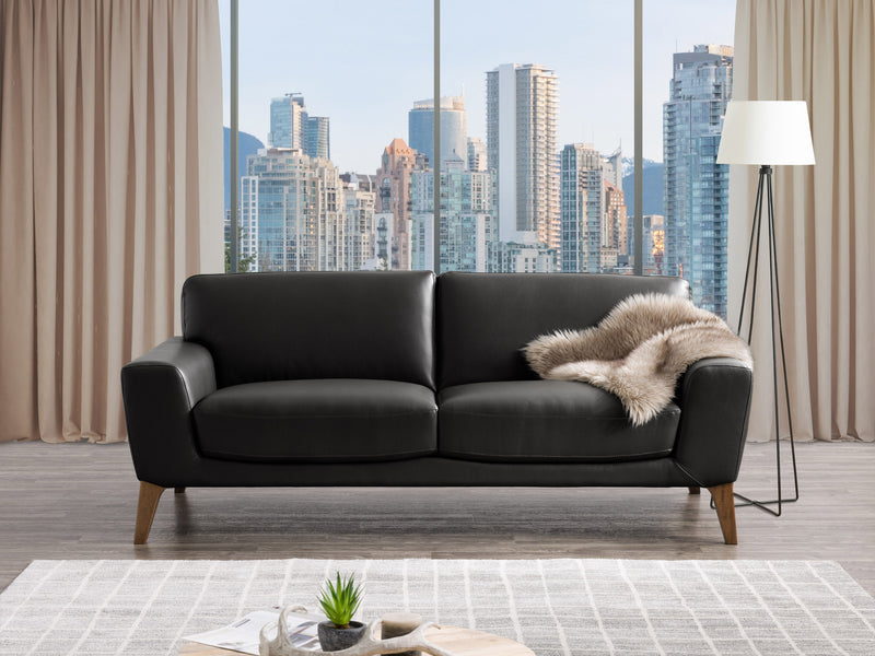 black Faux Leather Sofa London Collection lifestyle scene by CorLiving