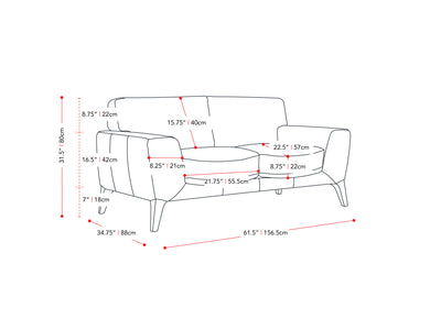 white Faux Leather Loveseat London Collection measurements diagram by CorLiving#color_white