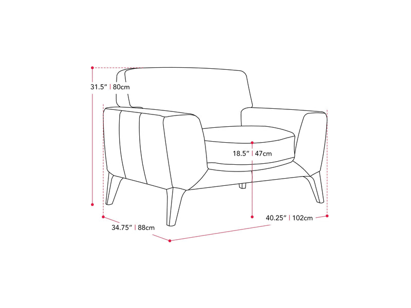 light grey Accent Chair London Collection measurements diagram by CorLiving