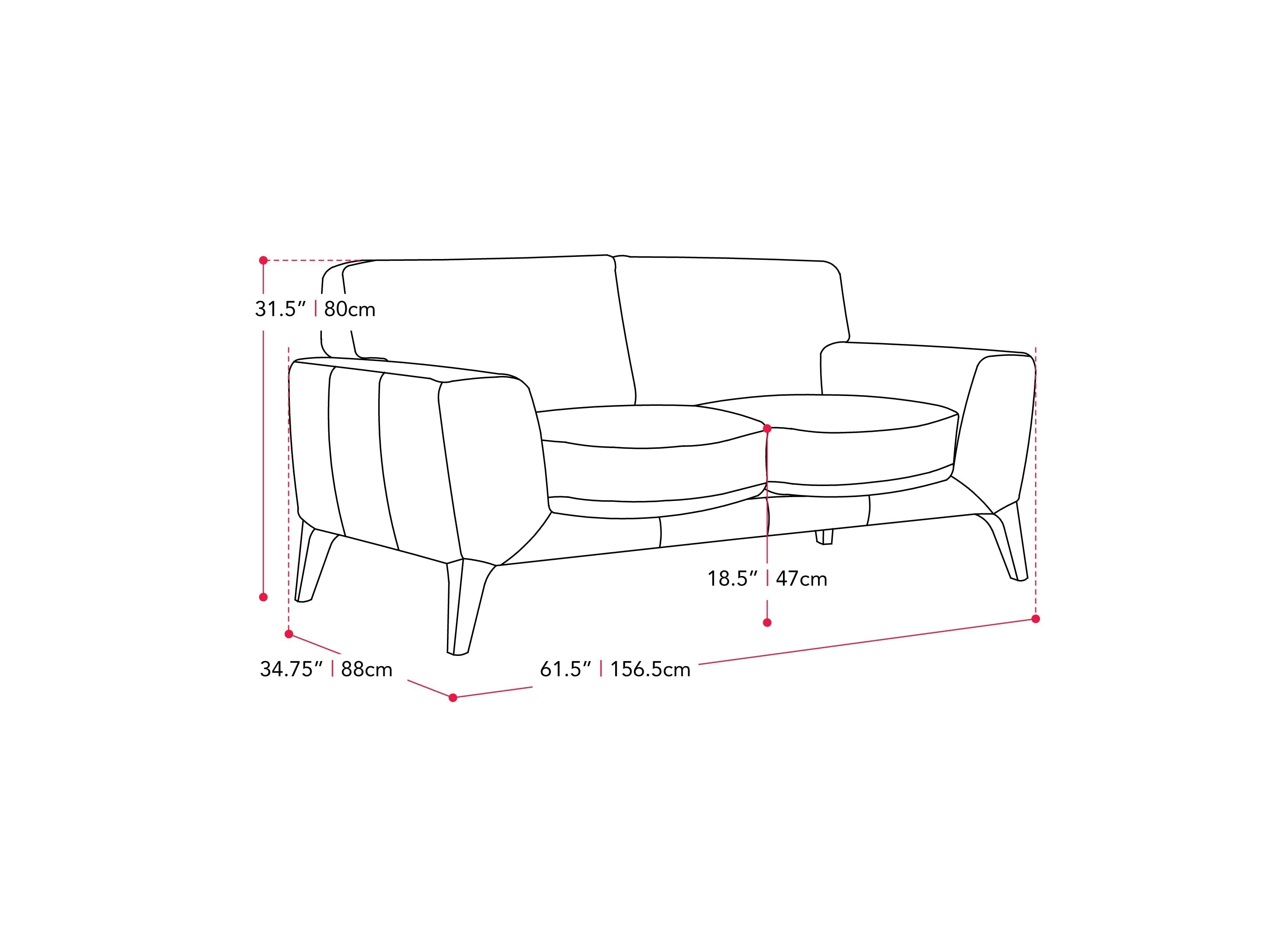 light grey 2 Seater Sofa Loveseat London Collection measurements diagram by CorLiving#color_light-grey