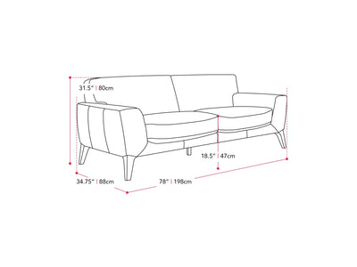 light grey 3 Seater Sofa London Collection measurements diagram by CorLiving#color_light-grey
