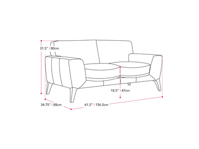 dark grey 2 Seater Sofa Loveseat London Collection measurements diagram by CorLiving#color_dark-grey