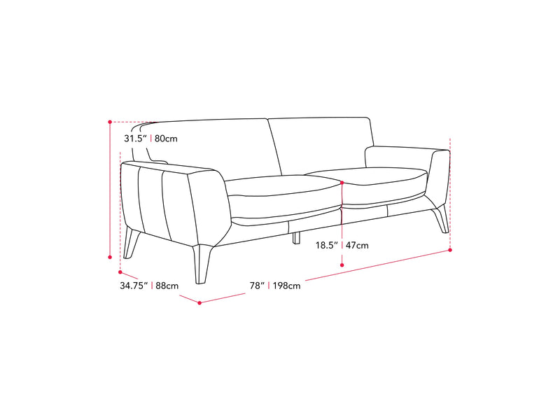 dark grey 3 Seater Sofa London Collection measurements diagram by CorLiving
