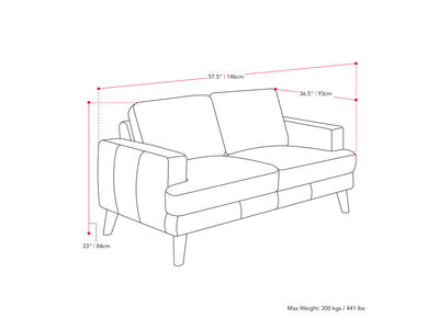 dark grey Modern Loveseat Paris Collection measurements diagram by CorLiving#color_dark-grey