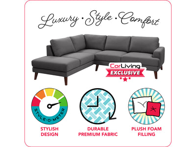 grey Sectional Couch, Left Facing Paris Collection infographic by CorLiving#color_dark-grey