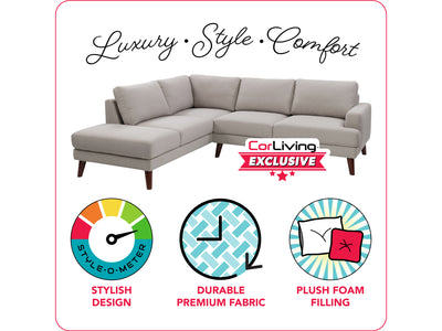 grey Sectional Couch, Left Facing Paris Collection infographic by CorLiving#color_light-grey