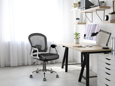 black Mesh Office Chair Quinn Collection lifestyle scene by CorLiving#color_black
