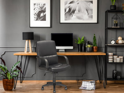 black Upholstered Office Chair Roy Collection lifestyle scene by CorLiving#color_black