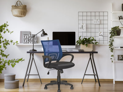 navy blue Mesh Back Office Chair Jaxon Collection lifestyle scene by CorLiving#color_navy-blue
