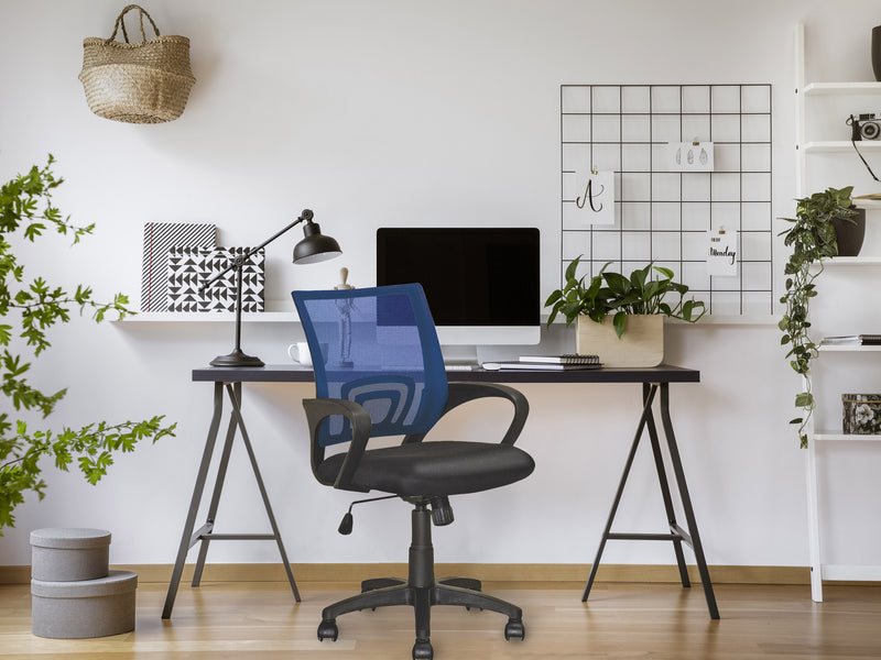 navy blue Mesh Back Office Chair Jaxon Collection lifestyle scene by CorLiving