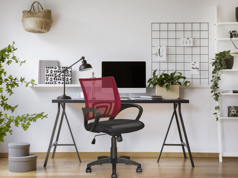 maroon Mesh Back Office Chair Jaxon Collection lifestyle scene by CorLiving