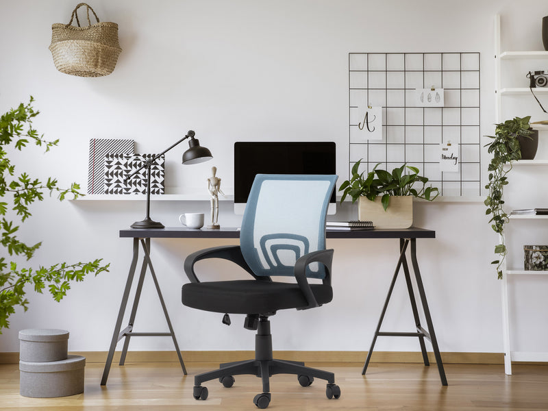 blue Mesh Back Office Chair Jaxon Collection lifestyle scene by CorLiving