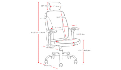 black Reclining Office Chair Brooks Collection measurements diagram by CorLiving#color_black